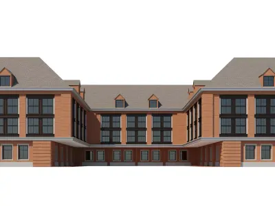 OLD BUILDING WITH CLOCK 3D model