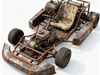 Rusty Go Kart 3D Model V01 Low-poly 3D model