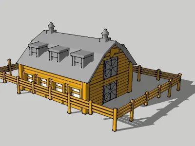 Countryside Barn with Fence by Outland Models 3D Printable  3D print model