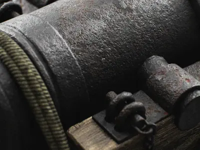 Realistic Old Naval Cannon 3D Model Low-poly 3D model