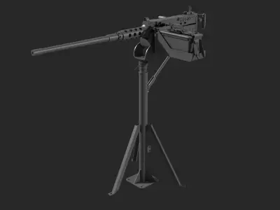 Browning m2 gun 3d model machine gun Low-poly 3D model