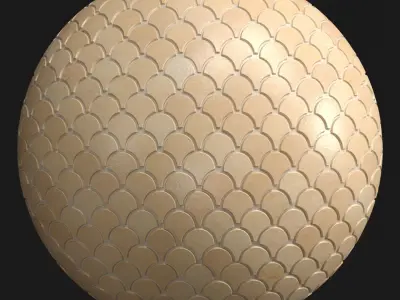 Materials 16- Fish scale tiles PBR 3D model