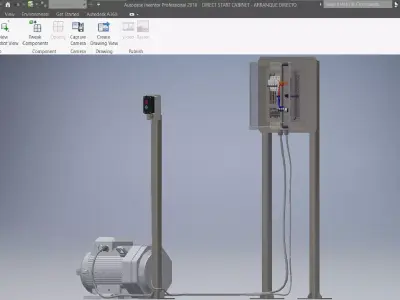 Three-phase motor control electrical panel 3D model