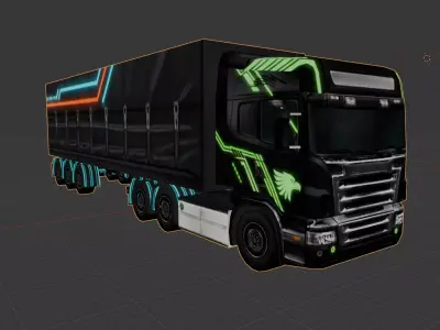 Realistic Heavy  semi  Truck   01 Low-poly 3D model