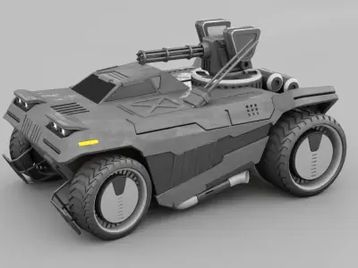 Military mega truck  rigged vehicle 3D model