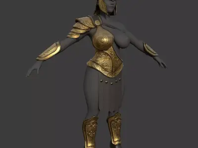 Warrior empire ARMOR FULL SET for female Low-poly 3D model