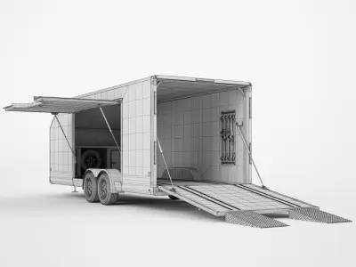 Enclosed Car Hauler Trailer 16 3D model