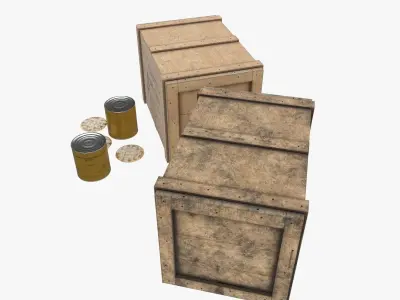 US Crackers Wooden Crate Low-poly 3D model