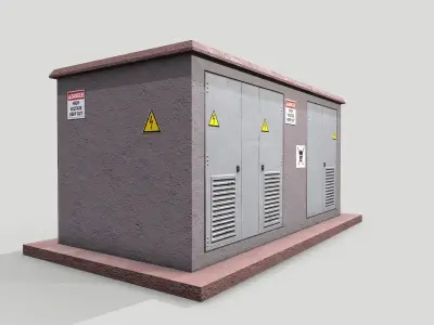 Electric Substation Transformer Building Low-poly 3D model