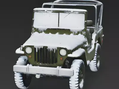 Frozen Classic Military Jeep 3D Model Low-poly 3D model
