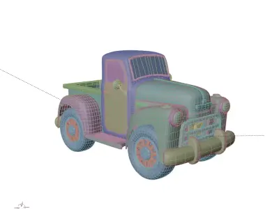 Stylized toon truck Low-poly 3D model