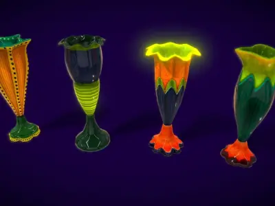 Colection Cander Cups Low-poly 3D model
