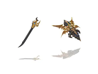 Dragon - Sword and Shield Low-poly 3D model