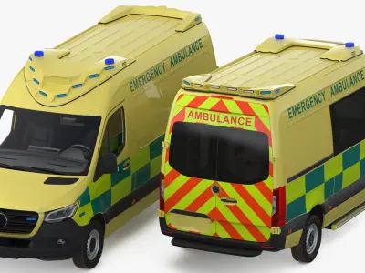 Emergency Ambulance Generic with Interior 3D model