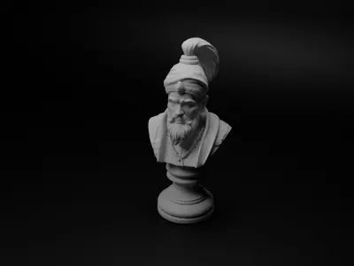 Indian Mughal Warrior Bust Chess 3D print model get