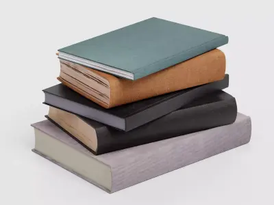 Pile of 5 Blank Books - Realistic Hardcover Publications Set 3D model