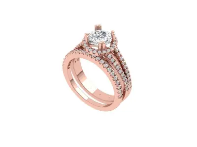 Solitair Ring Bridal Set 3D print model 59