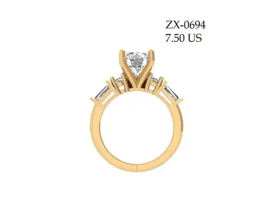 Solitair Ring Bridal Set 3D print model 58