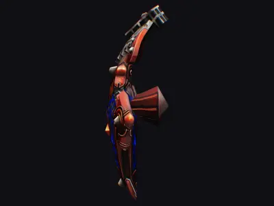 Fantasy Heavy Shield Steel Red Mechanical Armor Red Orange Style Low-poly 3D model