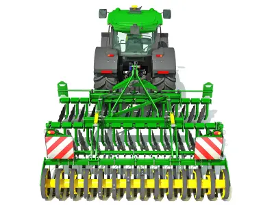 Tractor with Seed Drill 3D model