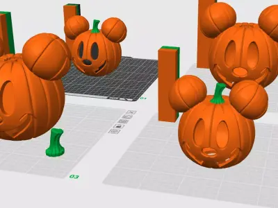 Mickey Halloween Pumpkin Duo Decor and Carved Versions Free 3D print model