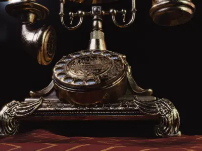 PBR 1921 Victorian Ornamented Vintage Telephone  3D model