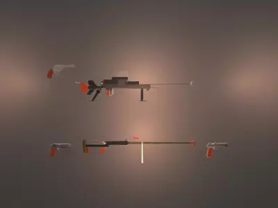 WWII Low Poly Weapons Pack Low-poly 3D model