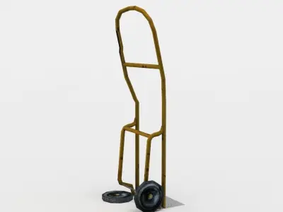Damaged barrow Low-poly 3D model