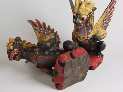 Ancient  Chinese Wooden Dragon Sculpture 3d scan 3D model