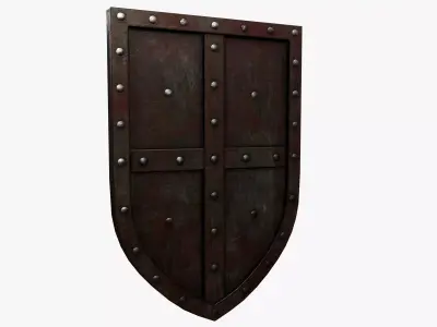 Wooden shield Low-poly 3D model shop