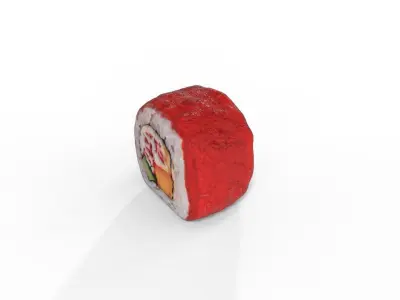 Sushi Crab sticks mango cucumber masago caviar curry sauce Low-poly 3D model