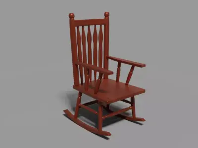 Wooden Rocking Chair Low-poly 3D model