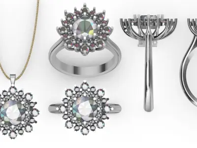 Solitaire Ring and Pendant 3D model