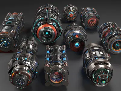 Sci Fi Mega Elements KITBASH - SUBDIVISION READY - Full pack 3D model