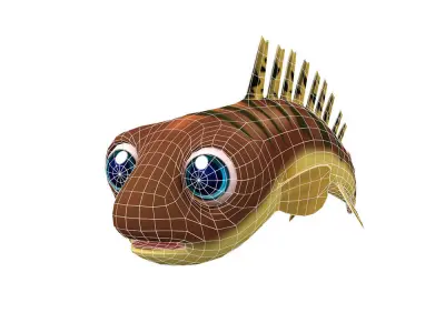 Barred Bichir Fish Cartoon Animated Low-poly 3D model