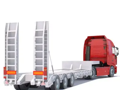 Iveco Stralis with Flatbed Semitruck 3D model