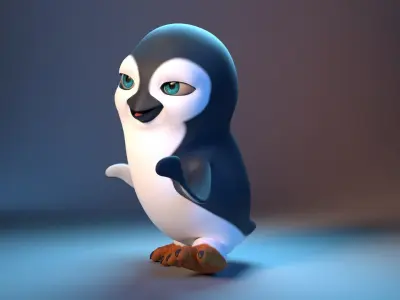 Penguin cartoon 3D model get