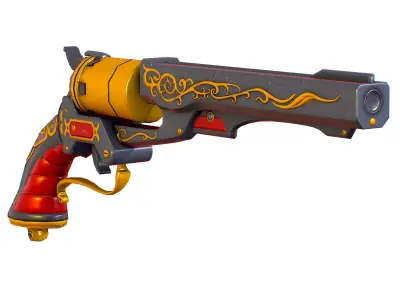 Low Poly Multibarrel Short Barrel Revolver Low-poly 3D model