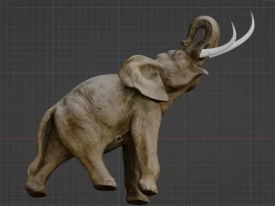 Elephant with tusks 3D model shop