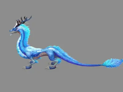 Ice Dragon - Chinese Dragon Low-poly 3D model