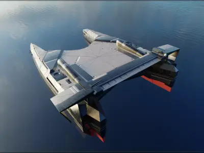 Super Speed Catamaran Low-poly 3D model