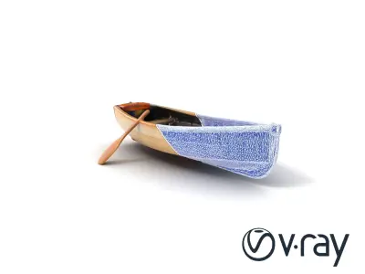 Wooden Rowboat with Oars model pack Low-poly 3D model