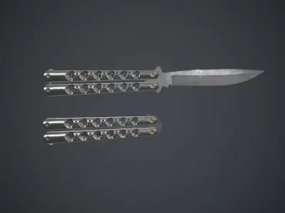 Titanium Balisong Knife PBR Game Ready Low-poly 3D model