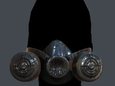 Gas mask helmet 3d model scifi Low-poly Low-poly 3D model Low-poly 3D model purchase