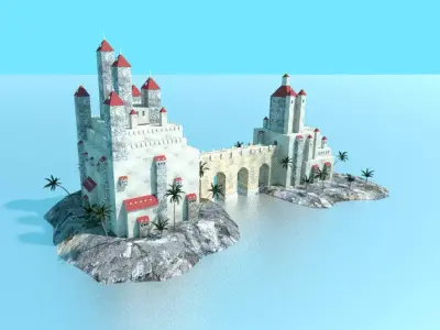 low poly sea castle Low-poly 3D model