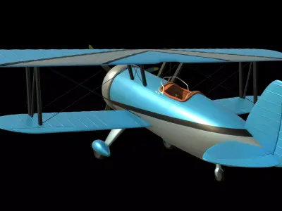 Stylized Biplane Low-poly 3D model purchase