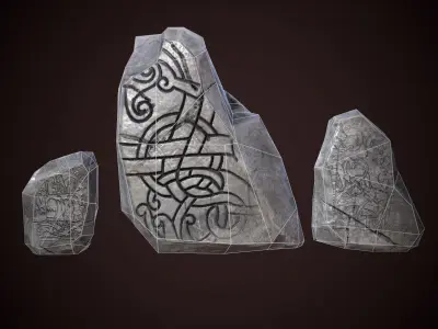 Medieval runic stones Low-poly 3D model