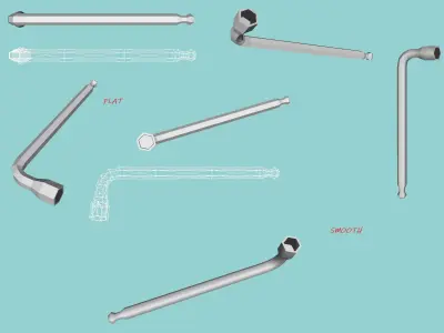 Spanner set of metal tools Free low-poly 3D model