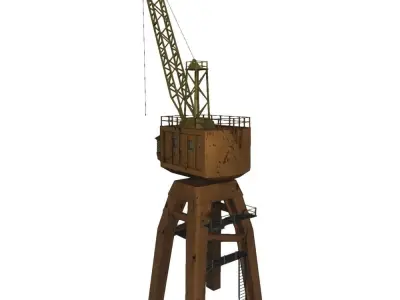 Port gantry crane 5 low poly Low-poly 3D model