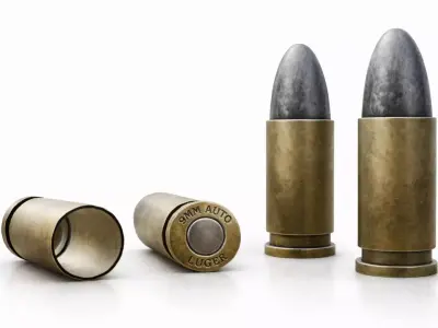 9mm Bullet Casing Pistol Ammo Bullets Low-poly 3D model